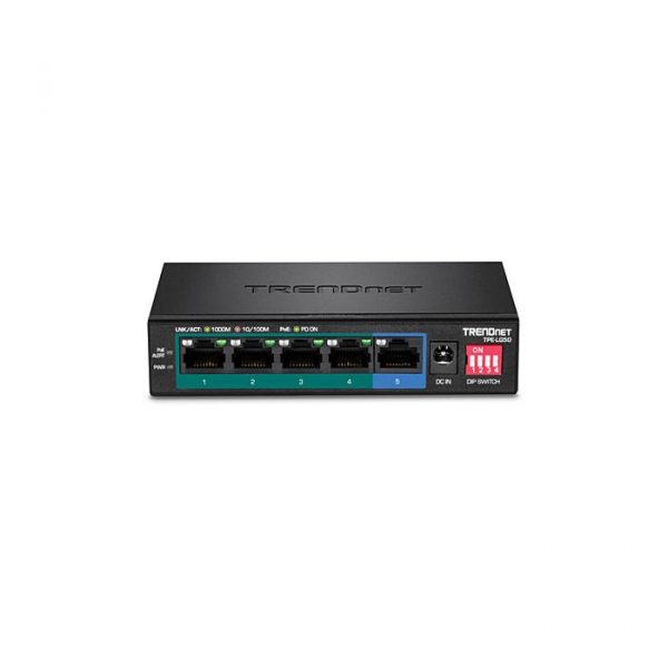 TRENDnet Switch de largo alcance 1xGE / 4xGE PoE+(32W) 200mt