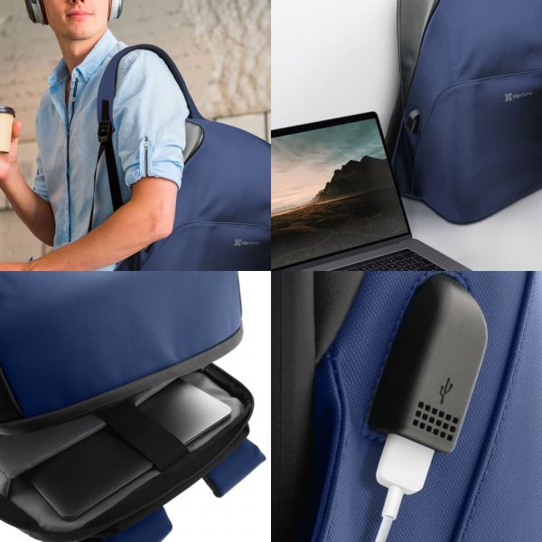 KX Bkpk Laptop KNB-620BL 15.6 USB with Charging port Blue - Imagen 2